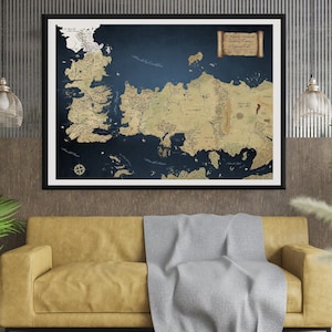 Mapa de Juego de Tronos, Mapa Imprimible, Decoración De Juego De Trono, Descarga Digital De Mapa Imprimir, Arte Mural Imprimible, Mapa de Westeros, Póster Digital