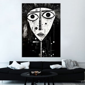 Abstract Face Art Canvas Wall Art Living Room Decor, Contemporary Art, Modern Canvas Print, Extra Large Wall Art