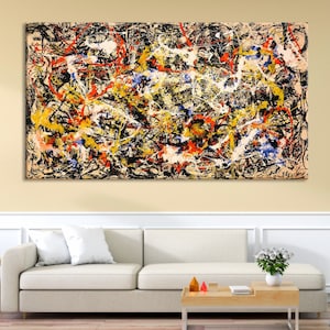 Jackson Pollock Leinwanddruck, abstrakte Wandkunst, Haus- und Wohnzimmerdekor, Jackson Pollock Konvergenz, extra große Leinwandwandkunst