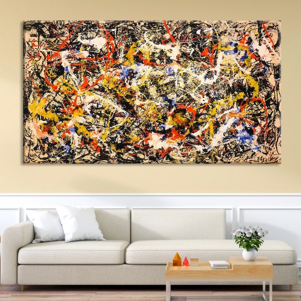 Jackson Pollock Canvas Print, Abstract Wall Art, Home and Living Room Decor, Jackson Pollock Convergence, Extra Large Canvas Wall Art