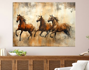 Horse Print on Canvas Wall Art Living Room Decor, Animal Art, Abstract Horse Art, Extra Large Wall Art, Horse Painting Print