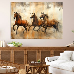 Abstrakte Pferdekunst, Pferdedruck auf Leinwand, Wandkunst, Wohnzimmerdekor, Tierkunst, extragroße Wandkunst, Pferdemalerei-Druck