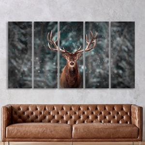 Wild Deer Canvas Wall Decor, Animal Art Prints, Home and Office Decor, Deer Painting, Large Wall Decor, Animal Canvas Art