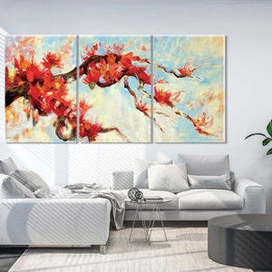 Modern Floral Canvas Prints, Abstract Wall Art, Modern Home Decor, Floral Painting, Modern Wall Decor, Extra Large and Framed Canvas Art