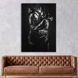 Banksy Canvas Wall Art, Street Art Canvas Print, Home Decor Modern, Banksy Mobile Lover Canvas Print, Large Framed Wall Art