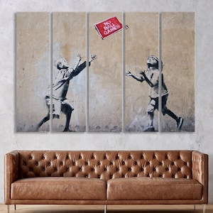 Graffiti Wall Art Banksy Print, Modern Street Canvas Decor, Home Decor, Colorful African Urban Canvas Print, Large Banksy Wall Art Set