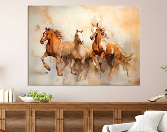 Horse Print on Canvas Wall Art Living Room Decor, Animal Art, Abstract Horse Art, Extra Large Wall Art, Horse Painting Print