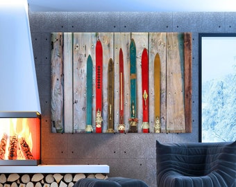 Ski Haus Dekoration, Vintage Kunst Druck, Moderne Kunst, Geschenk Set, Skandinavisch Dekor, Ski Haus Dekoration