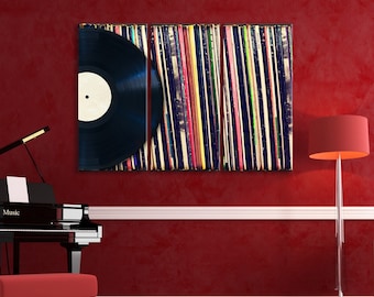 Music Record Canvas Wall Decor, Modern Art Prints, Home and Music Room Decor, Vintage Vinly Record Canvas Print, Large Trendy Wall Art Set