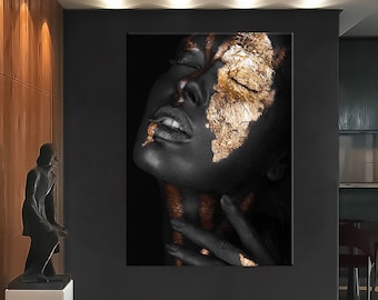 Black Woman Wall Art, African Woman Canvas Prints, Modern Home Decor, Fashion Wall Art, Black Girl Canvas Print, Extra Large Wall Art