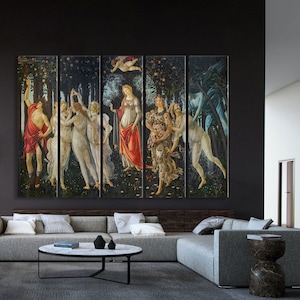 Classical Canvas Wall Decor, Famous Art Prints, Sandro Botticelli Primavera, Italian Renaissance Canvas Print, Large Gallery Wall Art Set