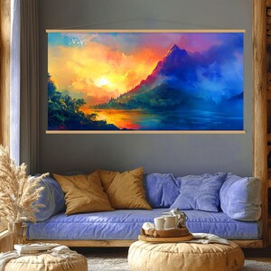 Abstract Art Canvas Wall Art Hanger, Mountain Wall Art Living Room Decor, Landscape Art, Nature Canvas Print, Extra Large Wall Art