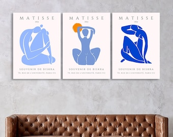 Matisse Print Framed Canvas Wall Art Print, Minimalist Decor, Home Decor, Henri Matisse Set of 3 Canvas Wall Print, Large Abstract Wall Art