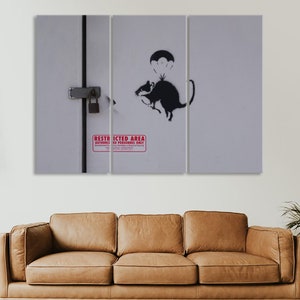 Street Art Canvas Decor, Banksy Canvas Wall Art Print, Home Decor Modern, Banksy Canvas Print, Large Framed Wall Art, Graffiti Print