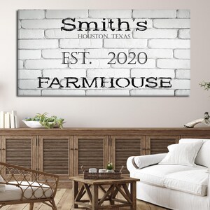 Farmhouse Sign With Name Wall Art, Family Last Name Canvas Print, Farmhouse Wall Decor, Marble Canvas Art, Large Homestead Sign