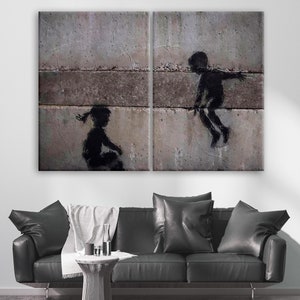 Banksy Ukraine Art, Street Art Canvas, Modern Home Decor, Banksy Wall Print, Large Framed Wall Art,  Graffiti Canvas Print