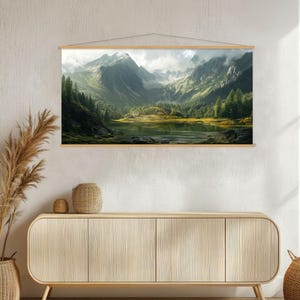 Appendiabiti da parete in tela con motivo &quot;Smoky Mountains&quot;, decorazione da parete con montagne per soggiorno, stampa paesaggistica incorniciata, stampa su tela con motivo &quot;Nature&quot;, decorazione da parete extra large