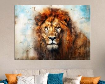 Lion Art Canvas Wall Art Living Room Decor, Wild Animal Art, Lion Wall Art, Animal Portrait Canvas Print, Extra Large Wall Art