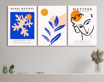 Henri Matisse Set of 3 Canvas Wall Art Print, Minimalist Decor, Home Decor, Matisse Print Framed Canvas Art, Large Abstract Wall Art