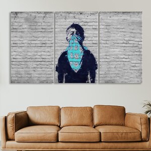 Banksy Canvas Art Print, Modern Graffiti Wall Decor, Banksy Urban Canvas Print, Large Street Graffiti Wall Art for Living Room, Home Decor,
