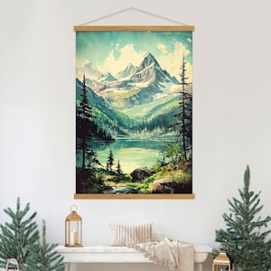 Mountain Canvas Wall Art Canvas Hanger, Extra Large Wall Art Living Room Decor, Framed Abstract Art, Nature Canvas Print Wall Hanging