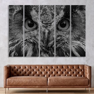 Oehoe Art Print, Dierlijk Canvas Decor, Woodland Animals Art, Owl Canvas Decor, Grote Kunst aan de Muur, Home en Office Decor