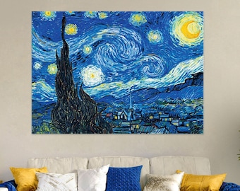 Die Sternennacht (1889) - Vincent Van Gogh | Vincent Van Gogh Leinwanddruck | Vincent Van Gogh Wandkunst | Die Sternennacht Leinwand