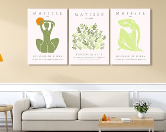 Henri Matisse Set of 3 Canvas Wall Art Print, Minimalist Decor, Large Abstract Wall Art, Home Decor, Matisse Print Framed Canvas Art