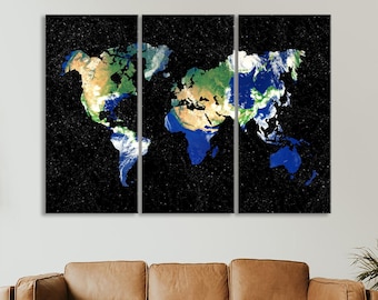 Large World Map Canvas Wall Decor, Push Pin World Map Art Print, Home Office Decor, Travel World Map Canvas Prints, Framed Gallery Wall Art