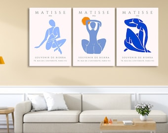 Henri Matisse Set of 3 Canvas Wall Art Print, Minimalist Decor, Home Decor, Matisse Print Framed Canvas Art, Large Abstract Wall Art