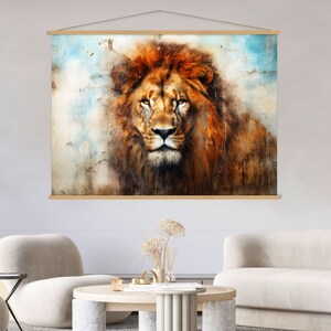 Lion Canvas Wall Art Hanger, Lion Wall Art Living Room Decor, Wild Animal Art, Animal Portrait Canvas Print, Extra Large Wall Art