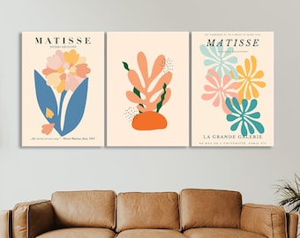 Matisse Canvas Print Set of 3, Minimalist Wall Art, Home and Living Room Decor, Matisse Abstract Canvas Art Prints, Large Framed Wall Art