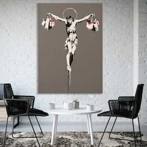 Banksy Canvas Art, Street Graffiti Art Print, Modern Home Decor, Banksy Canvas Print, Large Framed Wall Art Set