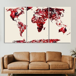 Weltkarte Leinwand Wanddekoration, Abstrakter Kunstdruck, Wohnzimmer Dekor, Abenteuer Weltkarte LeinwandDruck, Große gerahmte Druck Pin Wandkunst