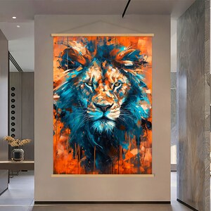 Lion Art Canvas Wall Art Hanger, Extra Large Wall Art Woonkamer Decor, Wild Animal Art, Animal Portrait Canvas Print, Lion Wall Art