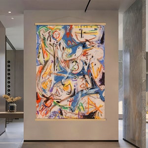 Jackson Pollock Canvas Wall Art Hanger, Hanging Abstract Print, Wall Art Living Room Decor, Pollock Canvas Print, Extra Large Wall Art