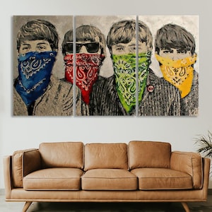 Banksy Canvas Decor, Modern Graffiti Wall Art Print, Home Decor, Banksy Urban Canvas Print, Large Street Graffiti Wall Art for Living Room