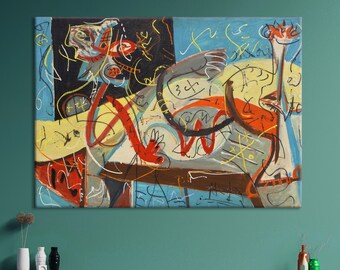 ジャクソン・ポロックのキャンバスプリント、抽象的な壁アート、家と