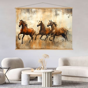Pferd Wandkunst, Pferdedruck auf Leinwand, extragroße Wandkunst Wohnzimmer Dekor, Tierkunst, Pferdemalerei Druck auf Leinwand