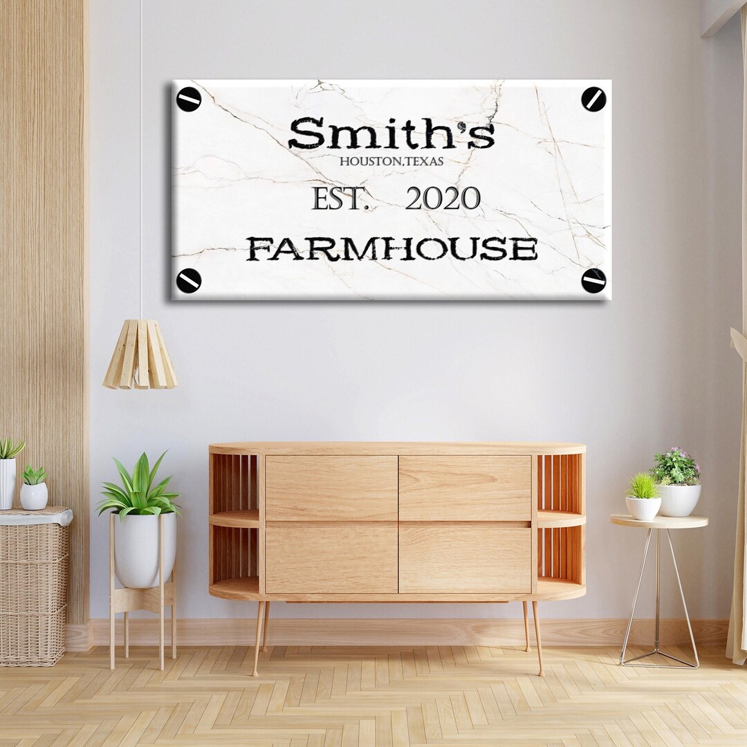 Farmhouse Sign With Name Wall Art, Family Last Name Canvas Print ...