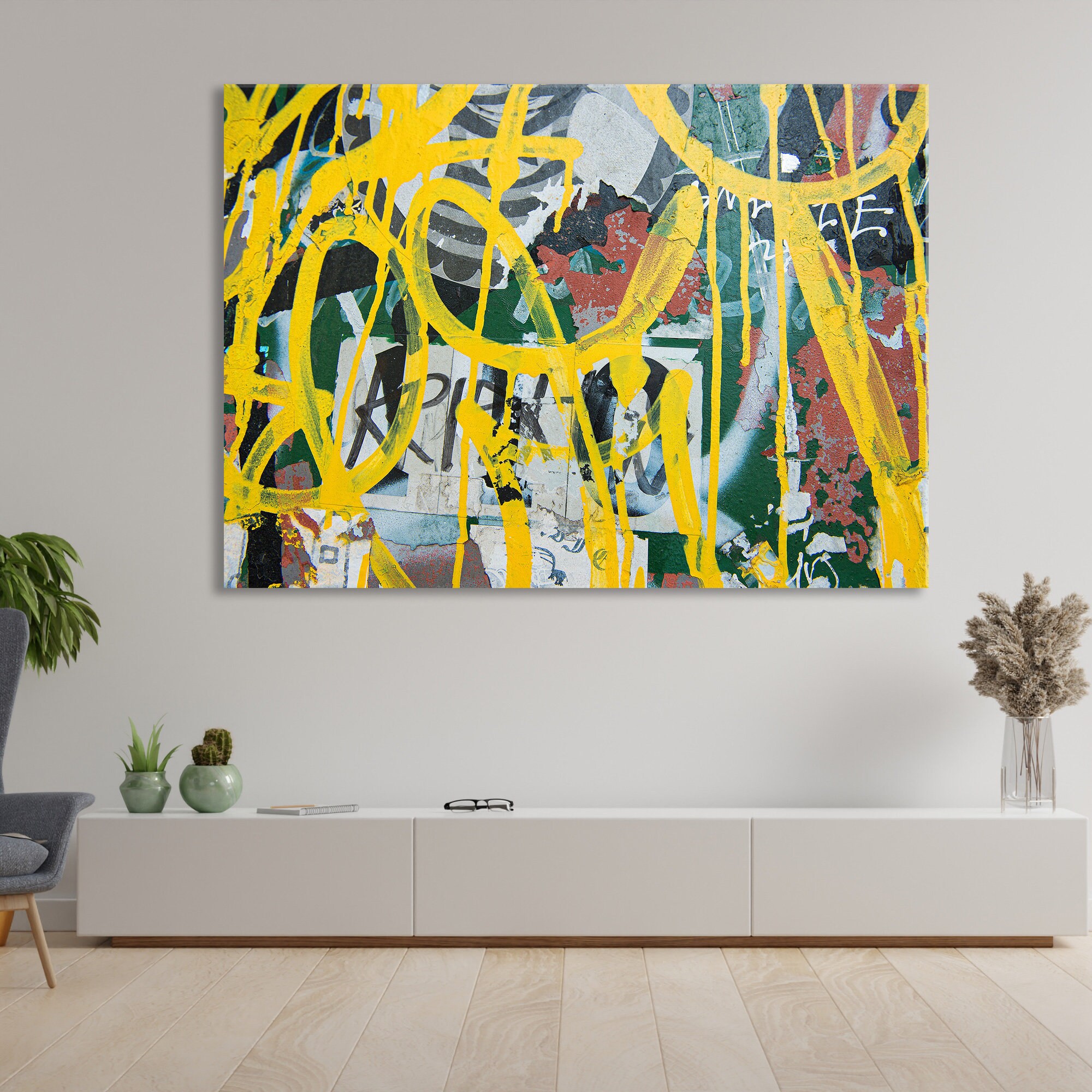 Modern Graffiti Art Print, Abstract Street Canvas Wall Decor, Home ...