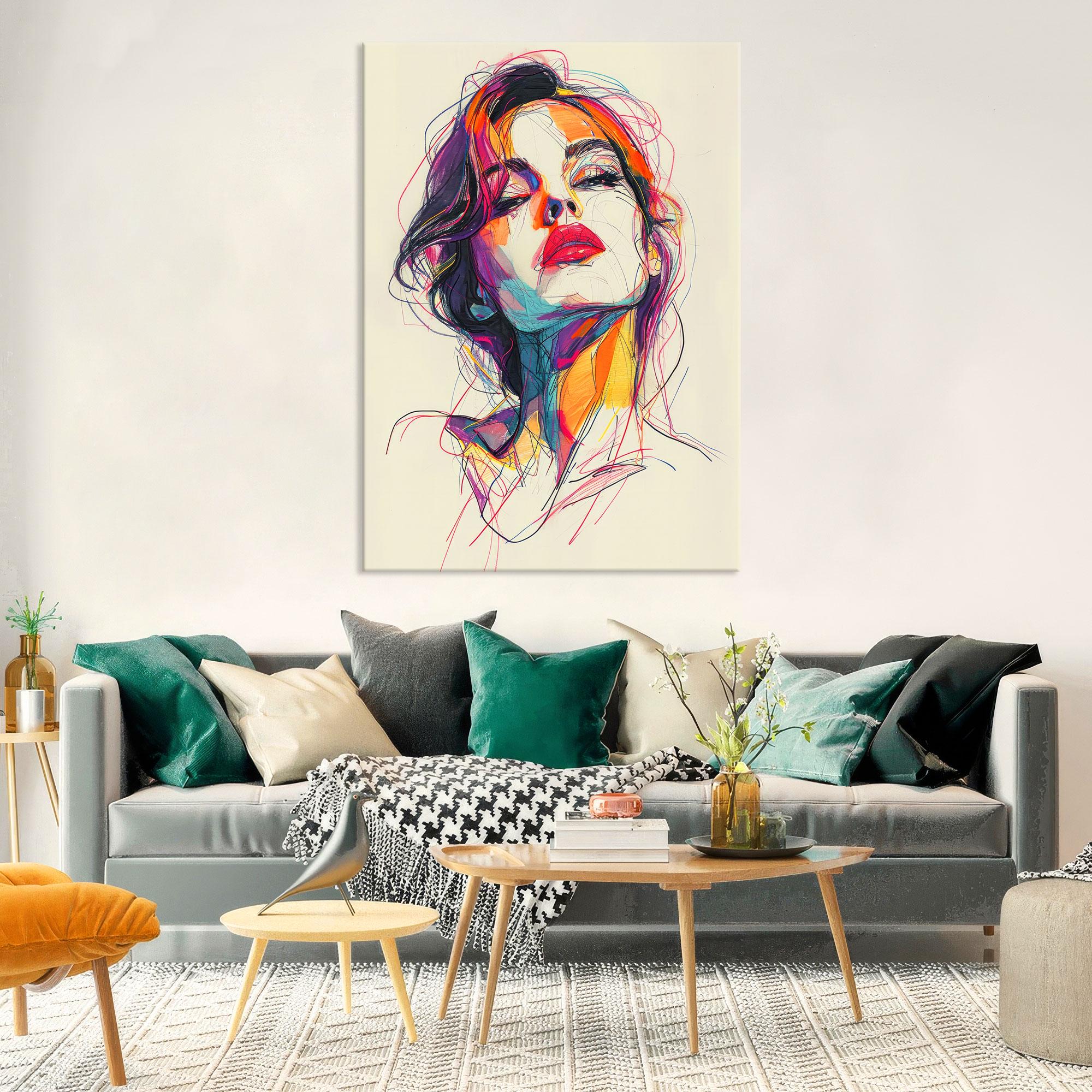 Abstract Face Art, Woman Wall Art Canvas Wall Art Living Room Decor ...