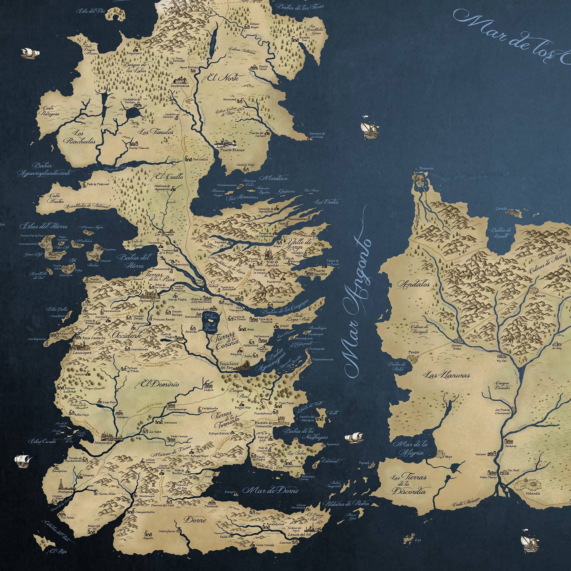Game of Thrones Map, Printable Map, Game of Throne Decor, Digital ...