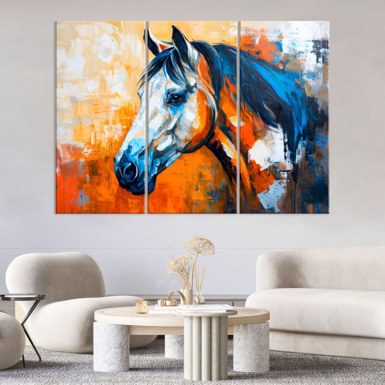 Horse Painting Print on Canvas Wall Art Living Room Decor, Animal Art ...