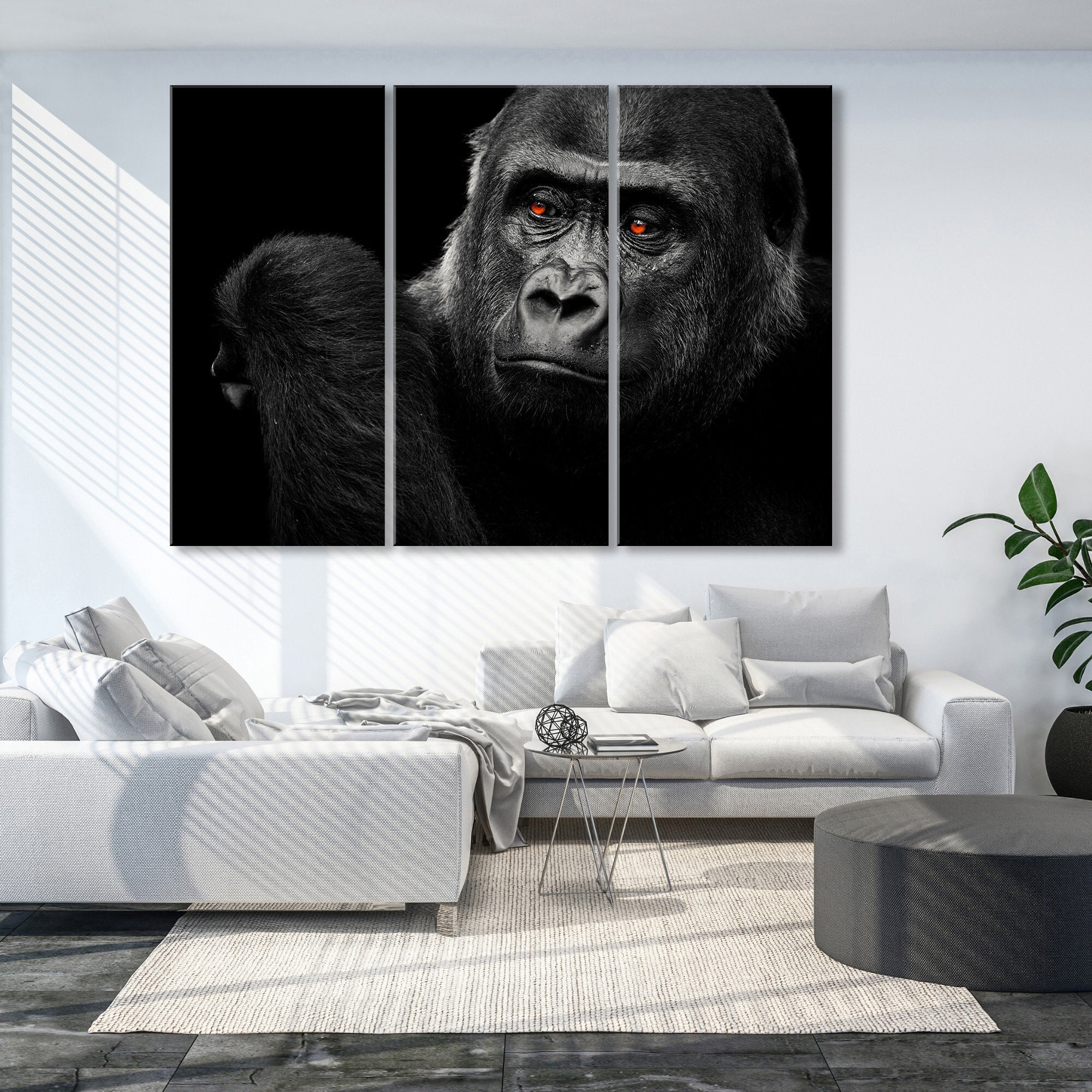Gorilla Stretched Canvas Print Framed Wall Art Kids Room Decor Painting Animal