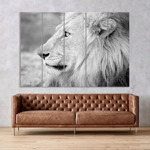 Animal Canvas Wall Decor Lion Art Print Home and Office | Etsy