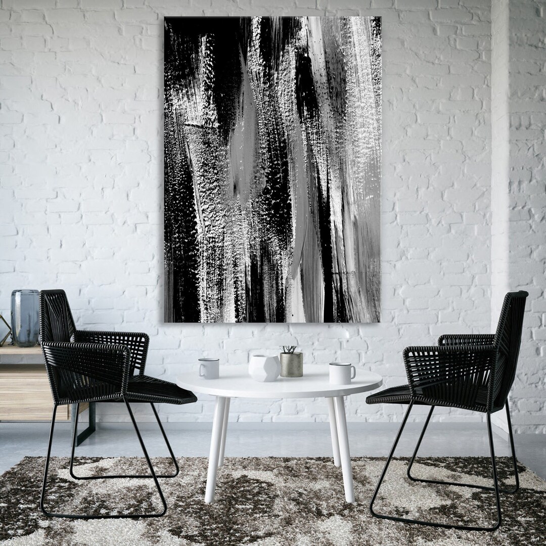 Black and White Canvas Wall Decor, Modern Abstract Art Print, Home ...