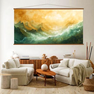 Mountain Wall Art Abstract Canvas Wall ArtLiving Room Decor, Landscape Art Framed, Vintage Art, Nature Canvas Print, Extra Large Wall Art