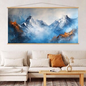 Mountain Wall Art Living Room Decor, Landscape Art Framed Canvas Wall Art Hanger, Vintage Art, Nature Canvas Print, Extra Large Wall Art