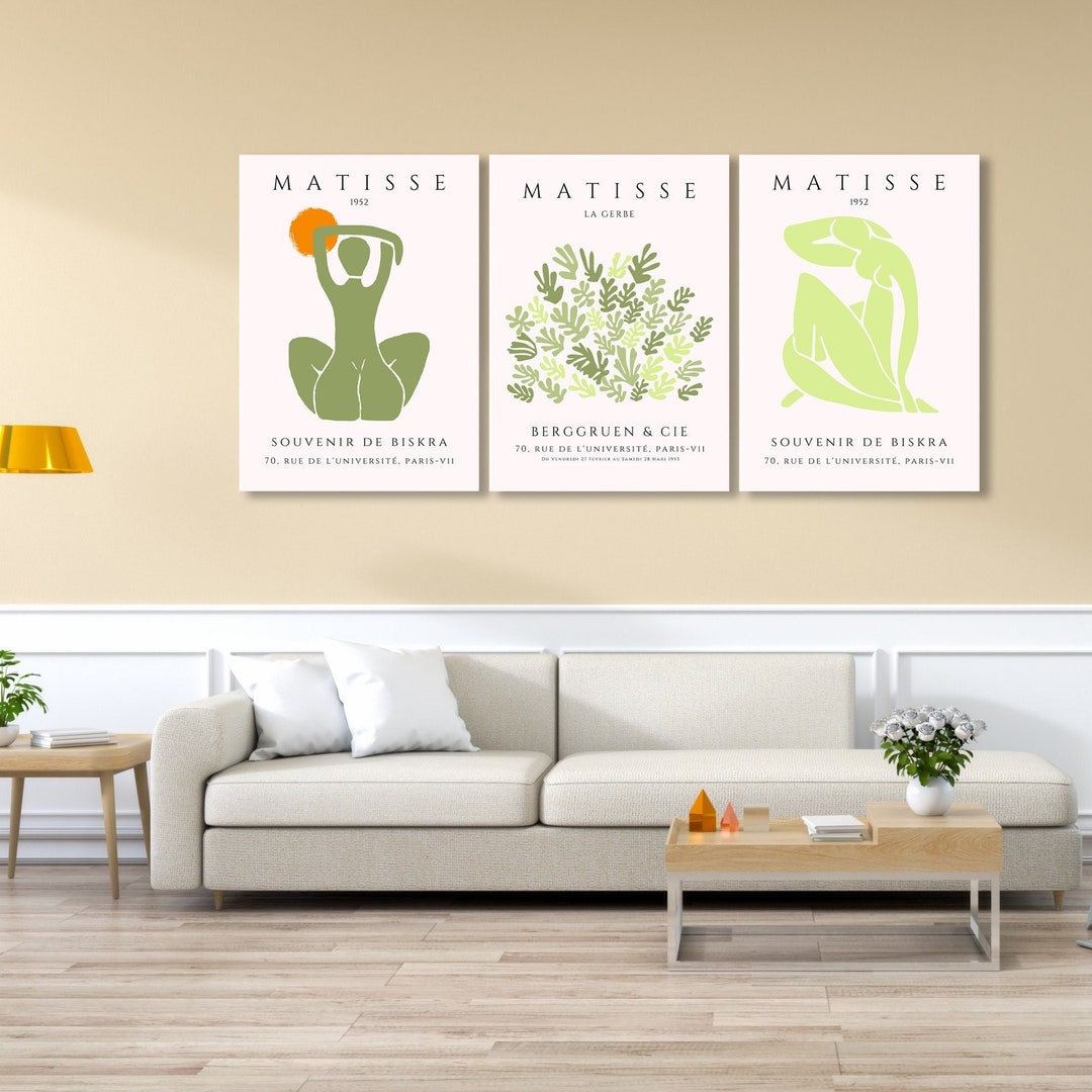 Henri Matisse Set of 3 Canvas Wall Art Print, Minimalist Decor, Large ...